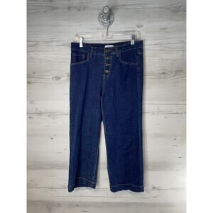 BLEU Jeans Womens 8 Blue Button Fly‎ Cropped Stretch Denim Straight Leg BWWL020